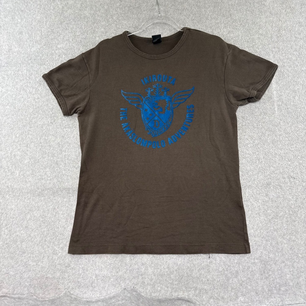 Diesel Graphic Tee Mens XXL Brown y2k Ikirouta Akaslompolo Crest Ribbed Muscle